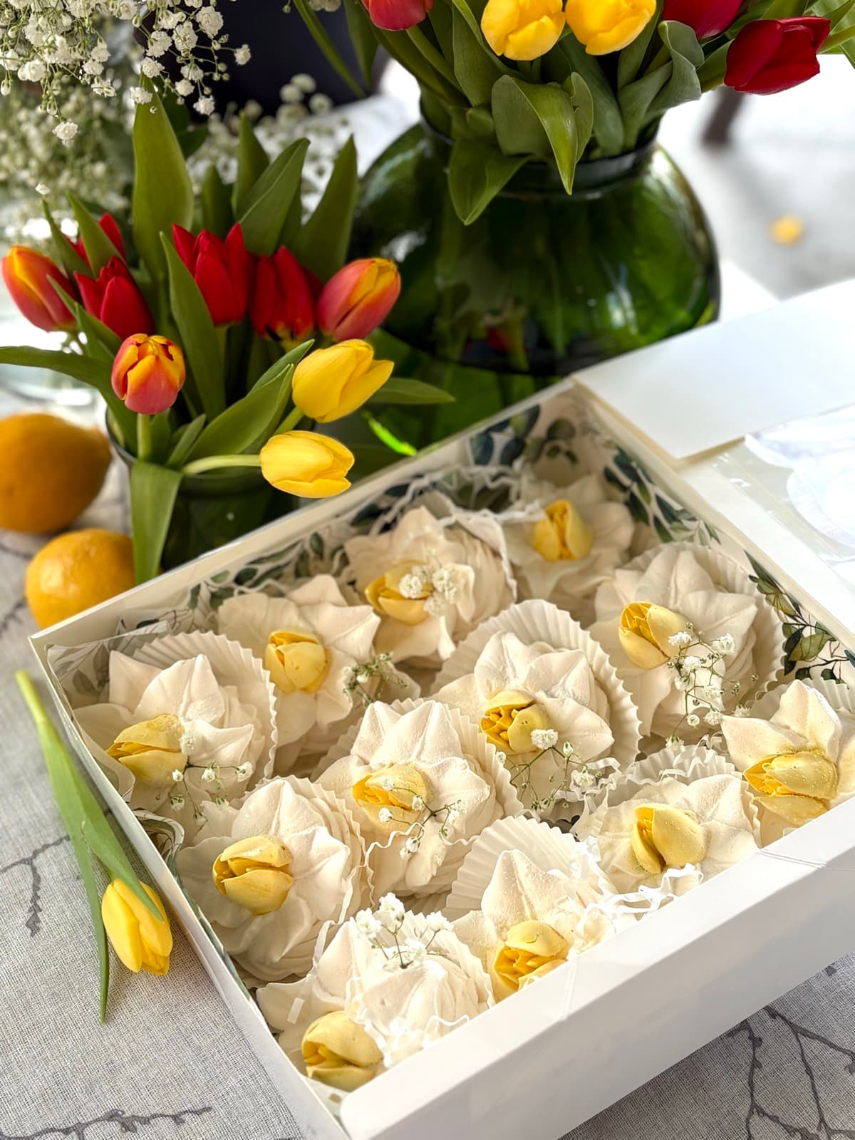 Marshmallow flower arrangement