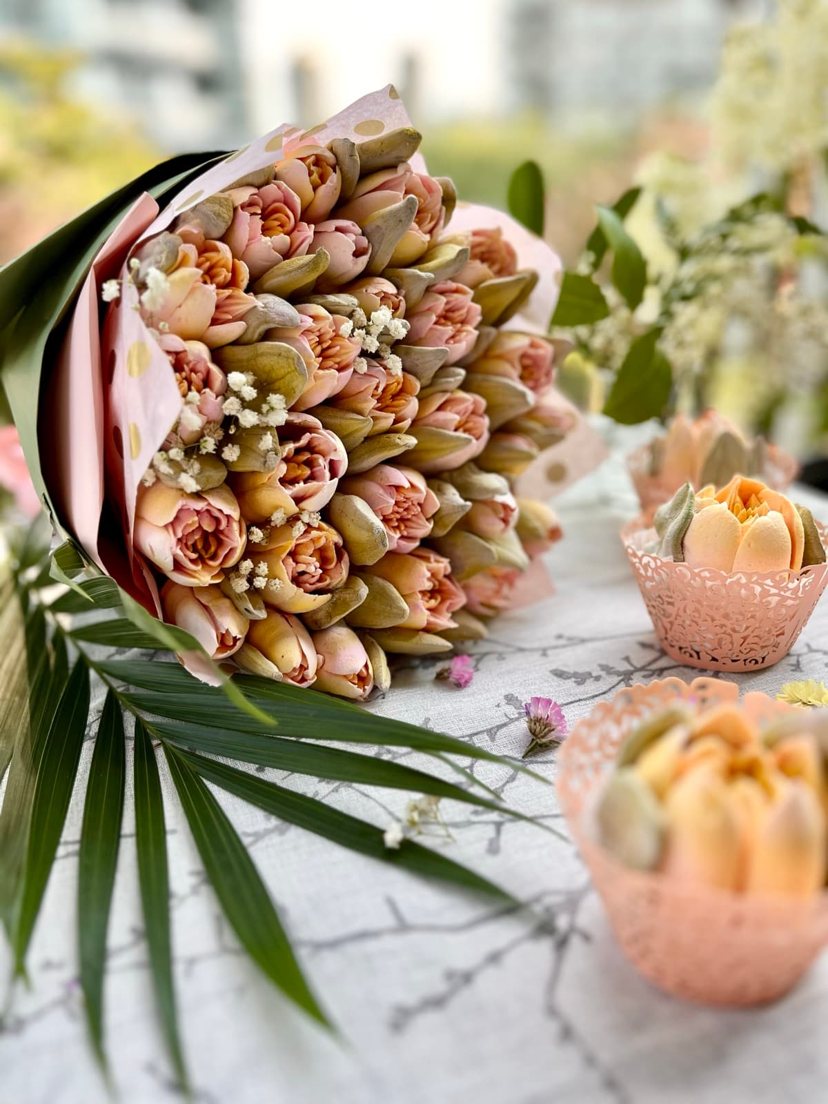 Marshmallow flower arrangement