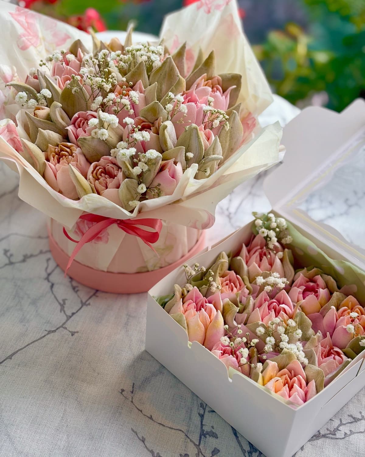 Marshmallow flower arrangement